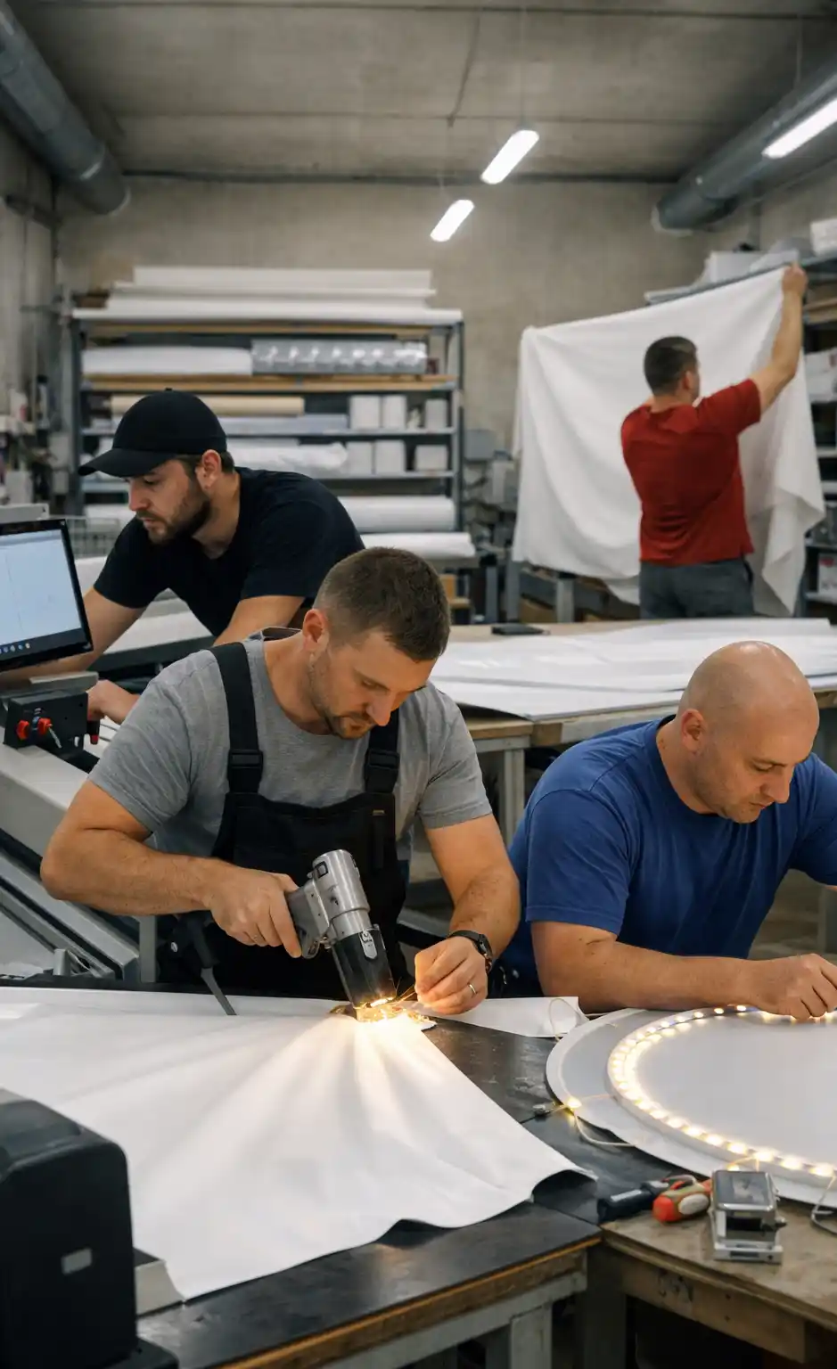 Производственный цех компании potolokvdom.by, где готовят натяжные потолки