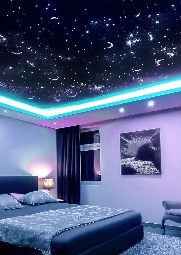 Красивый натяжной потолок в современном интерьере